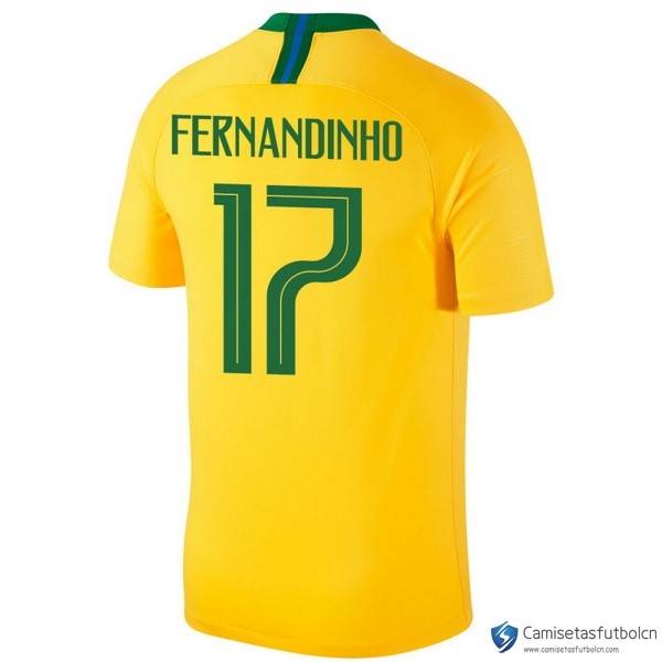 Camiseta Seleccion Brasil Primera equipo Fernandinho 2018 Amarillo